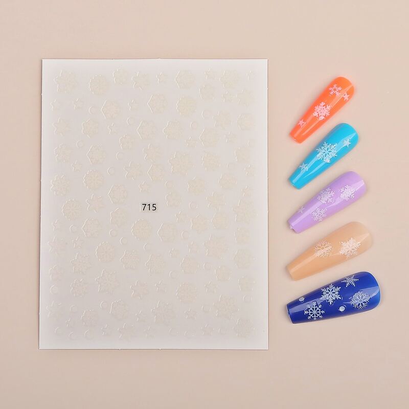 

1sheet Snowflake Pattern Nail Sticker, White