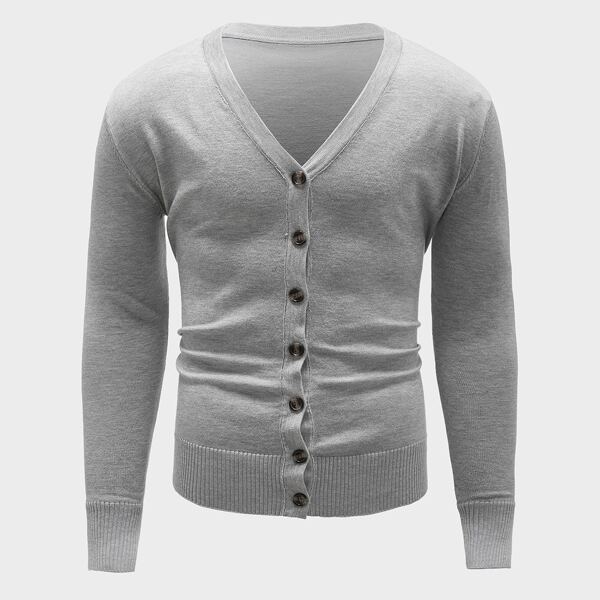 

Men V Neck Button Up Cardigan, Light grey