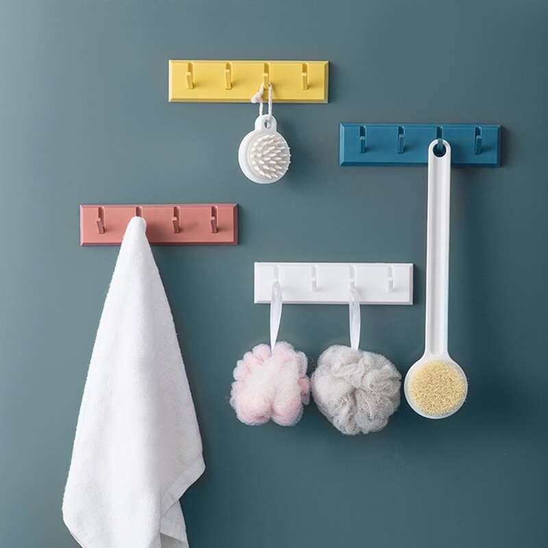 

1pc 4-hook Wall Mounted Rack, Multicolor