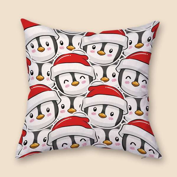 

Penguin Print Cushion Cover Without Filler, Multicolor