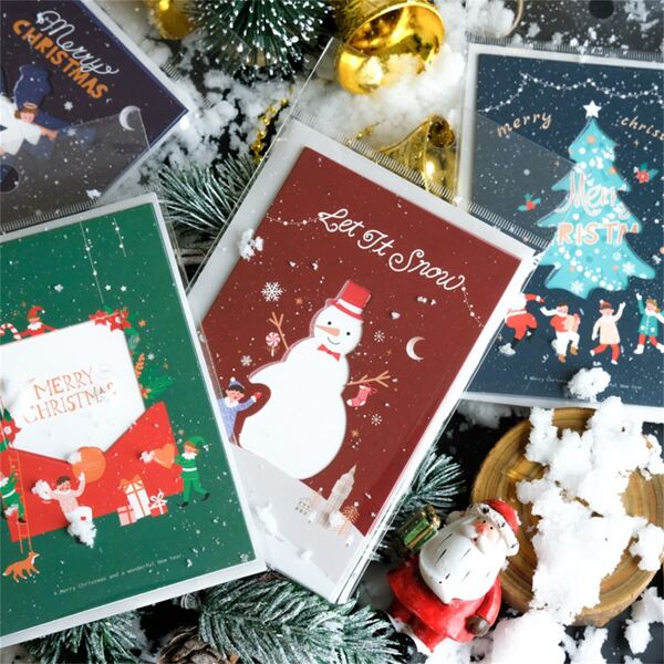 

2pcs Christmas Pattern Random Greeting Card, Multicolor