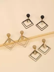 3pairs Geometric Drop Earrings