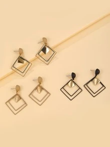 3pairs Geometric Drop Earrings