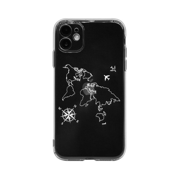 

Plane & Map Print Clear iPhone Case