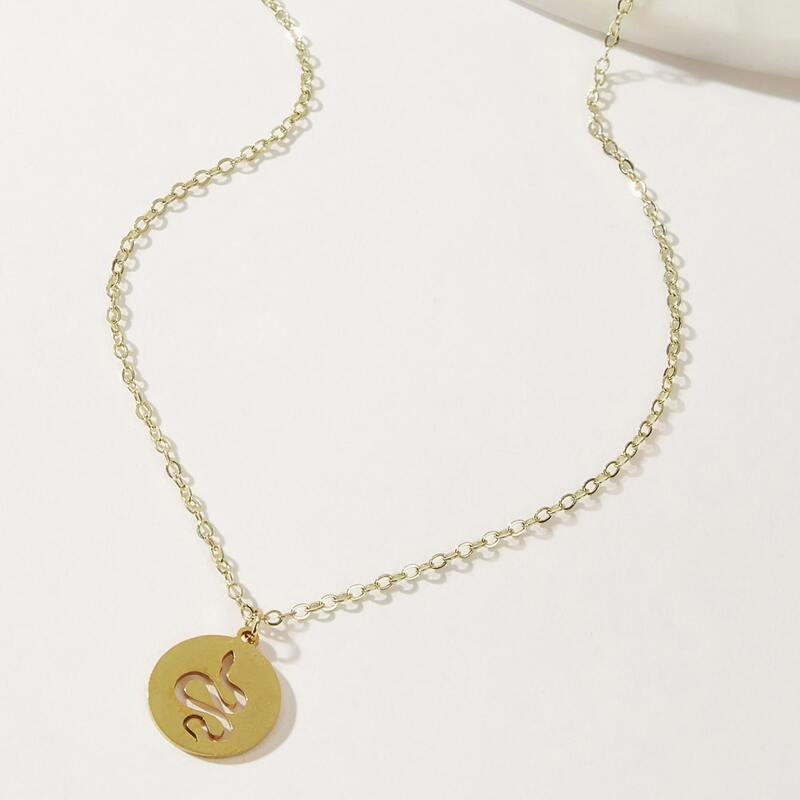 

Snake Coin Pendant Necklace, Gold