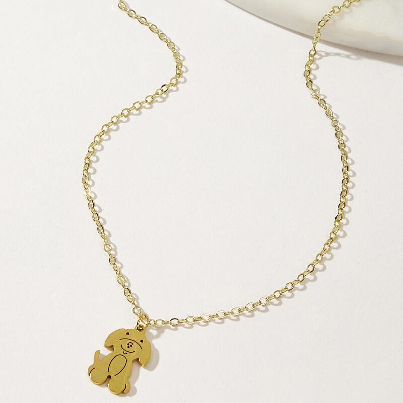 

Cartoon Dog Pendant Necklace, Gold
