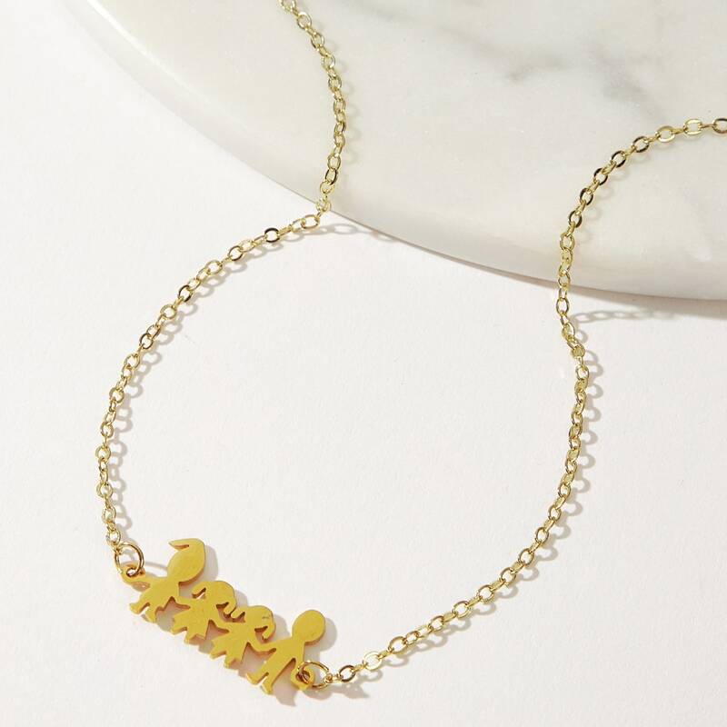 

Cartoon Figure Pendant Necklace, Gold