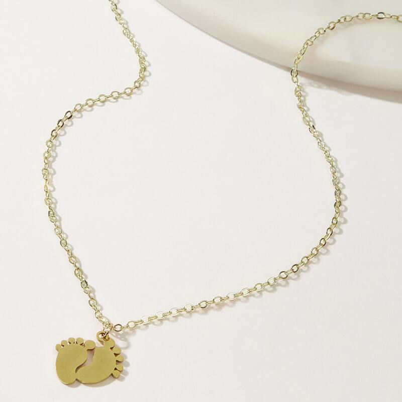 

Feet Pendant Necklace, Gold
