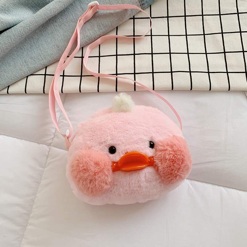 

Cartoon Duck Fluffy Crossbody Bag, Baby pink