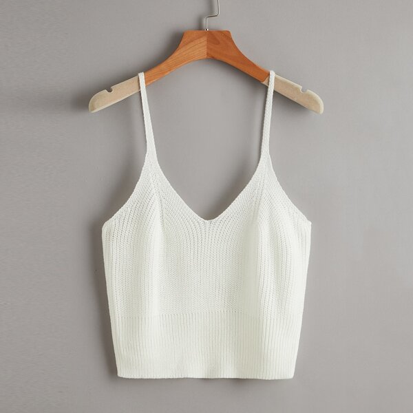 

Solid Cami Knit Top, White