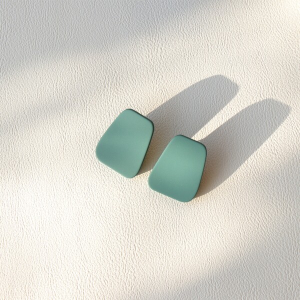 

Geometric Stud Earrings, Dark green