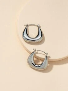 Simple Hoop Earrings - Silver - View 1