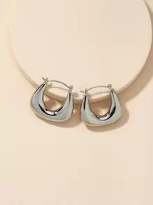 Simple Hoop Earrings - Silver - View 2
