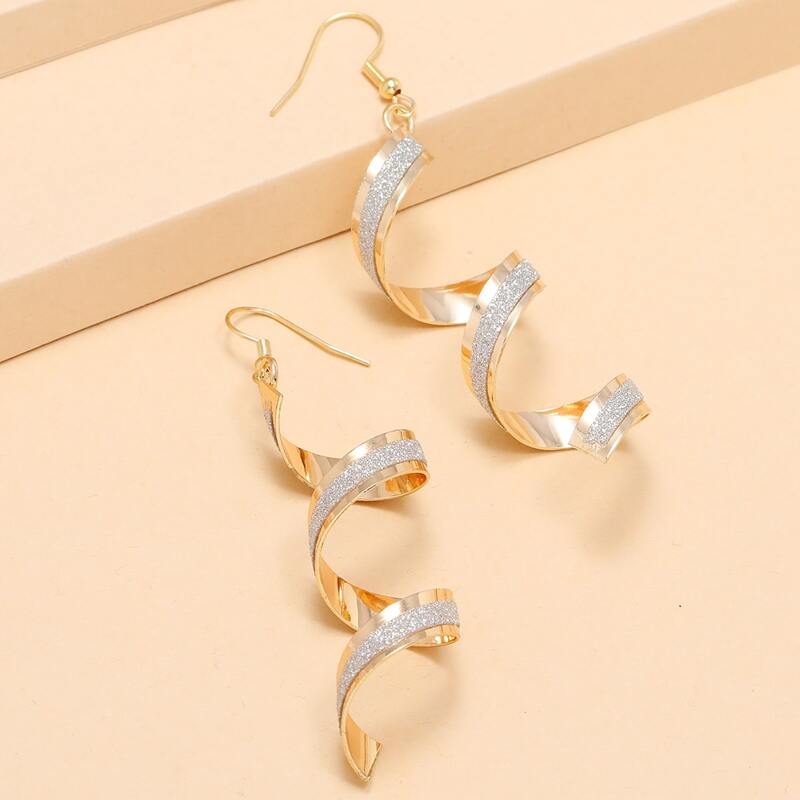 

Glitter Spiral Drop Earrings, Gold