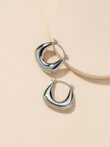 Simple Hoop Earrings - Silver - View 4