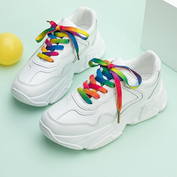 

Lace-up Front Low Top Chunky Sneakers, White