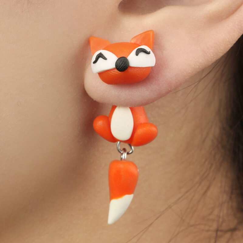 

Cartoon Fox Stud Earrings, Orange