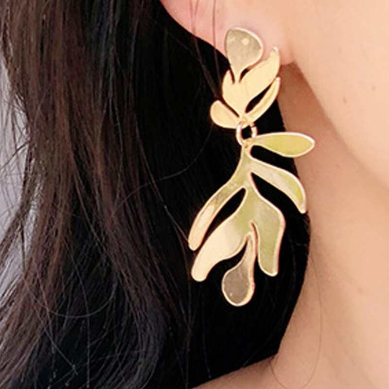 

Leaf Drop Earrings, Gold