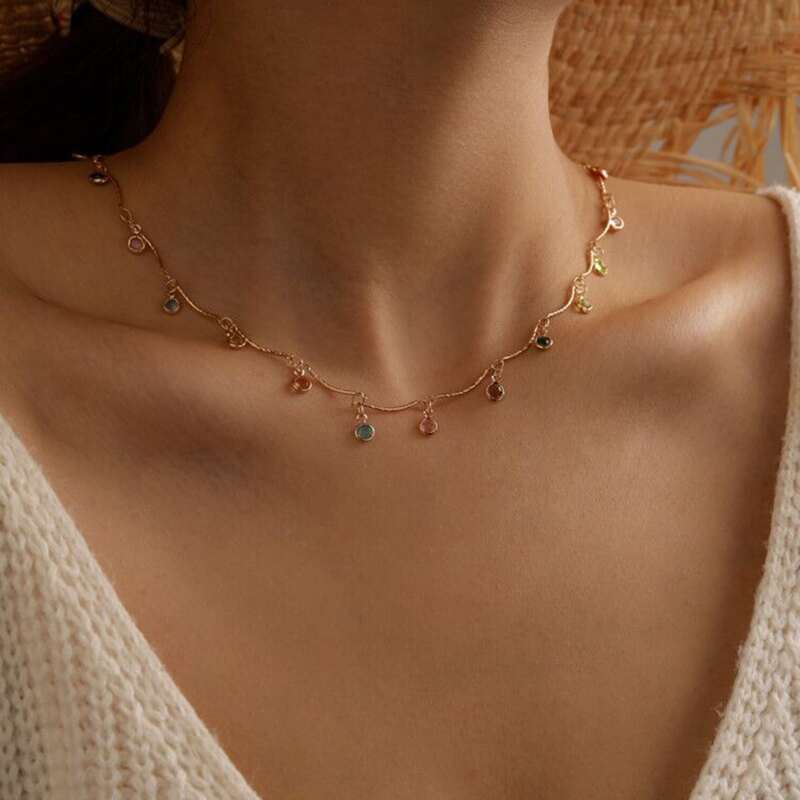 

Crystal Scallop Choker, Gold