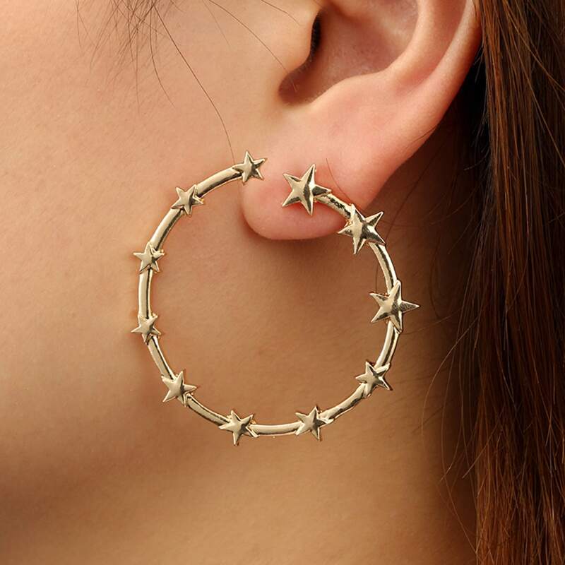 

Star Hoop Earrings, Gold