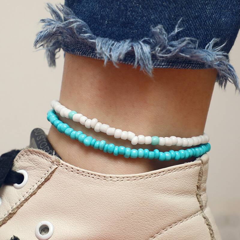 

Layered Beaded Anklet, Multicolor