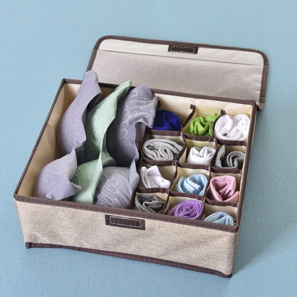 

1pc Multi-grid Underwear Storage Box, Khaki