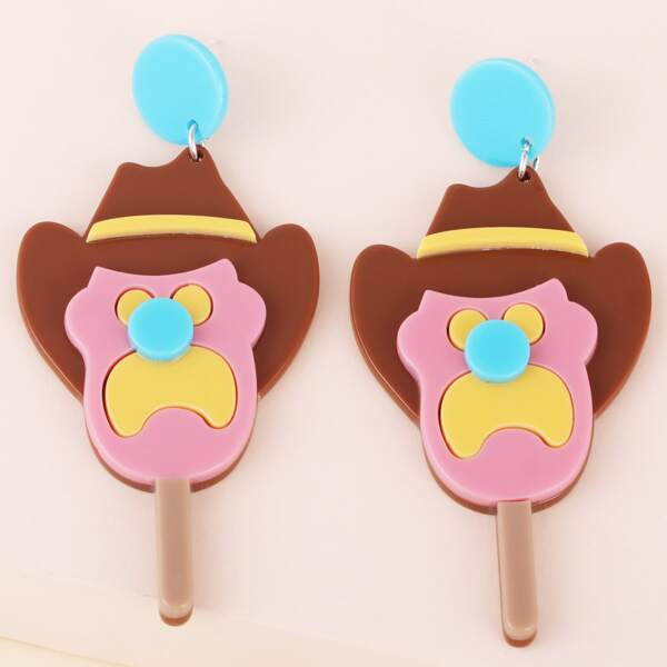

Cartoon Acrylic Charm Drop Earrings, Multicolor