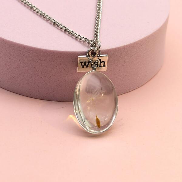 

Girls Dandelion Design Geometric Charm Necklace, Silver