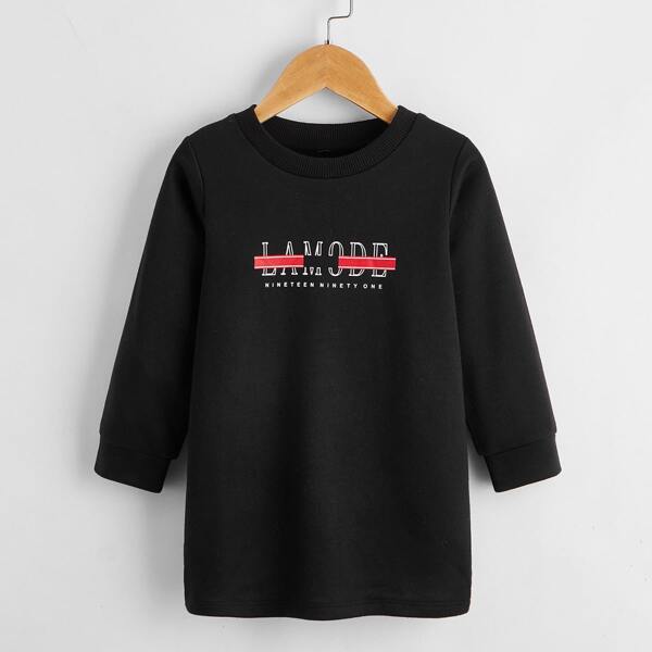 

Toddler Girls Letter Graphic Longline Sweatshirt, Black
