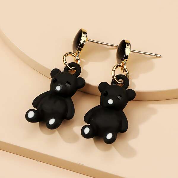 

Bear Drop Earrings, Black