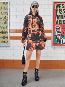 SHEIN Falda de tie dye bajo fruncido - Multicolor - Ver 1