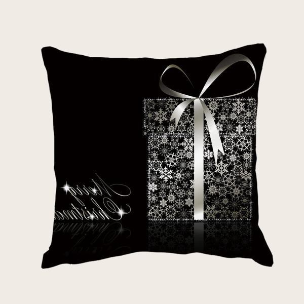 

Gift Print Cushion Cover Without Filler, Black