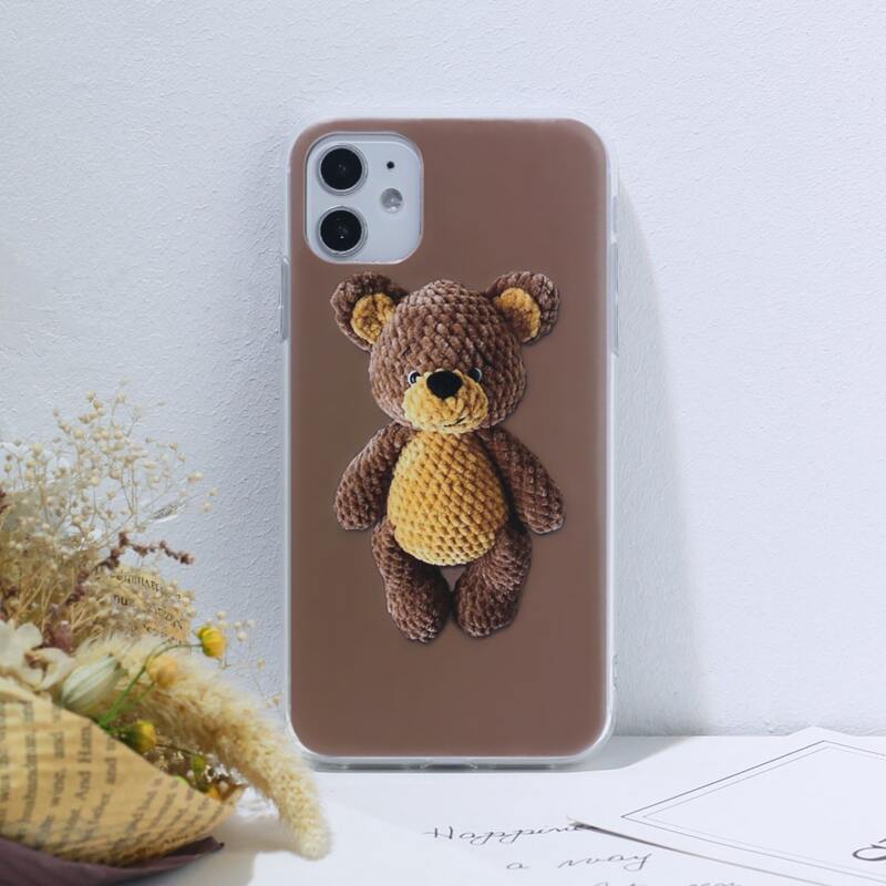 

Toy Bear Print iPhone Case, Brown