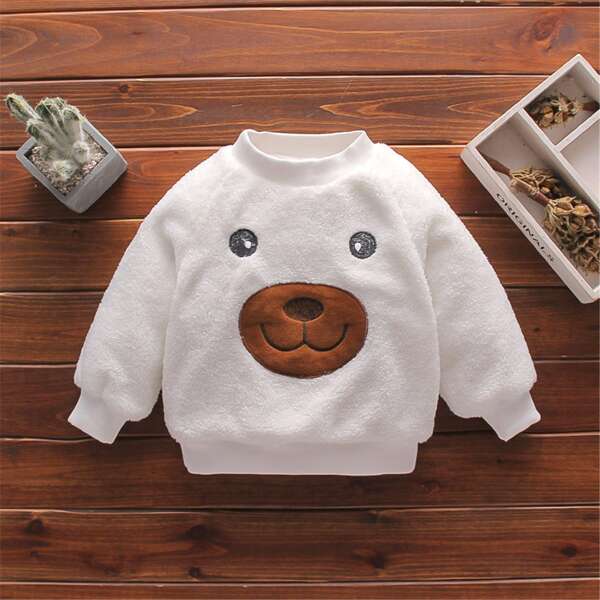 

Toddler Girls Cartoon Graphic Teddy Sweatshirt, White