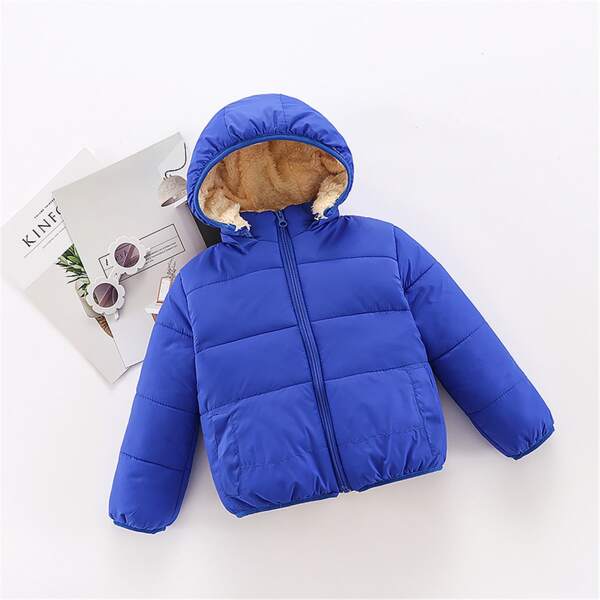 

Toddler Girls Sherpa Lined Hooded Puffer Jacket, Royal blue