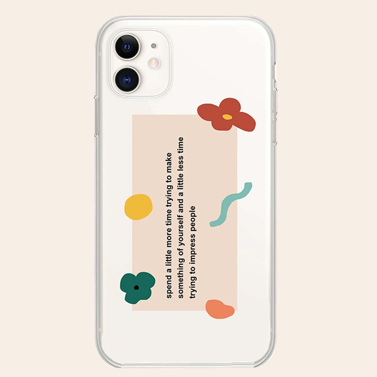 

Flower Pattern Clear iPhone Case, Multicolor