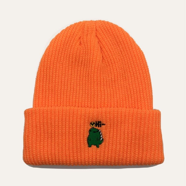 

Dinosaur Embroidery Knit Beanie, Orange