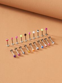 20入組/套隨機色唇釘不銹鋼時尚朋克完美穿孔適合女士和男士身體鏈禮品 - 彩色 - 查看 1