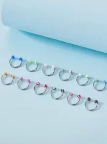 12入組/套隨機色鼻環不銹鋼時尚朋克完美穿孔適合女士和男士身體鏈禮品 - 彩色 - 查看 1