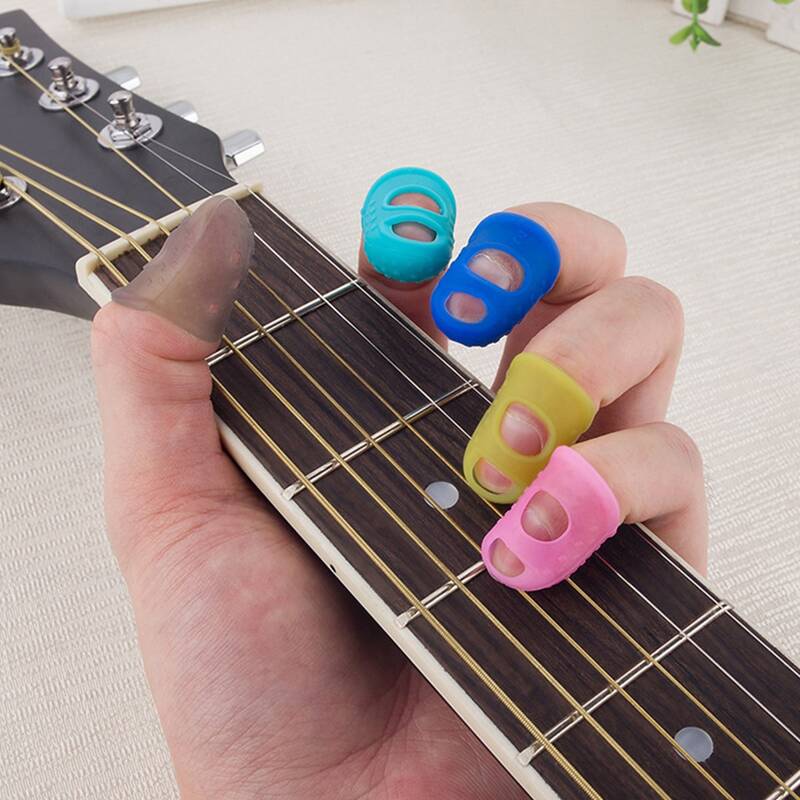 

4pcs Silicone Guitar Fingertip Protector, Multicolor