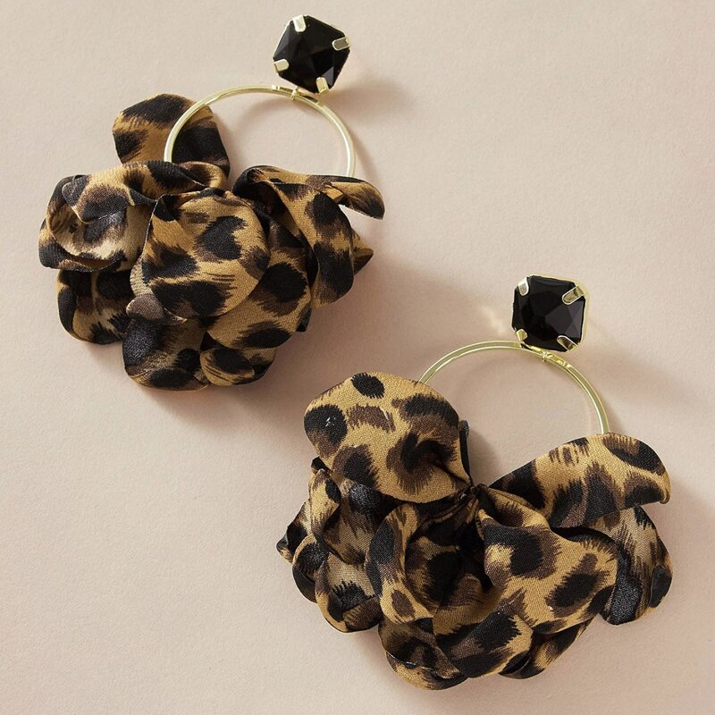 

Leopard Ring Drop Earrings, Multicolor