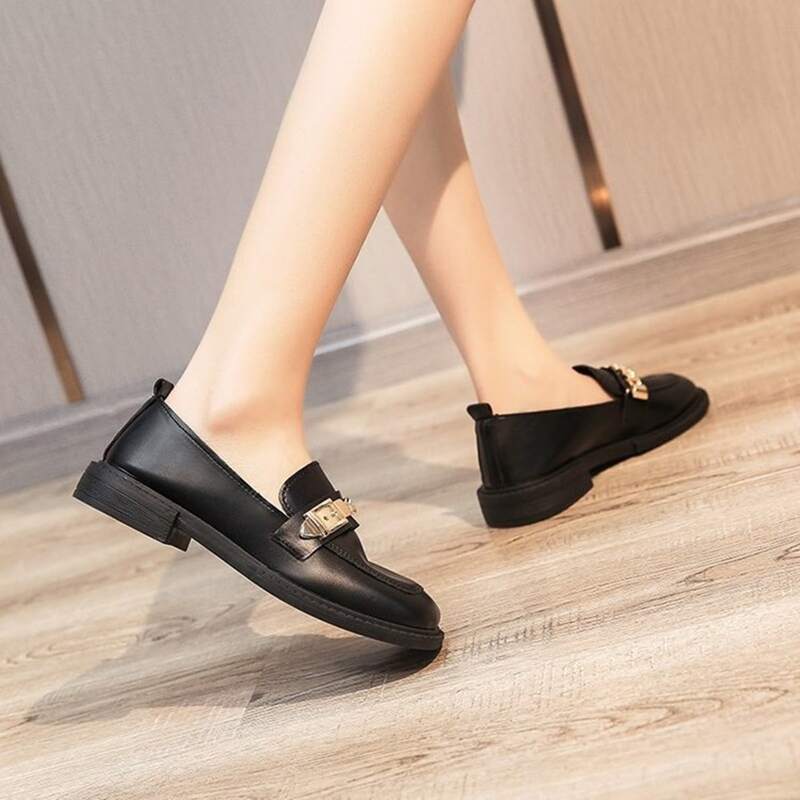 

Metal Chain Loafers, Black