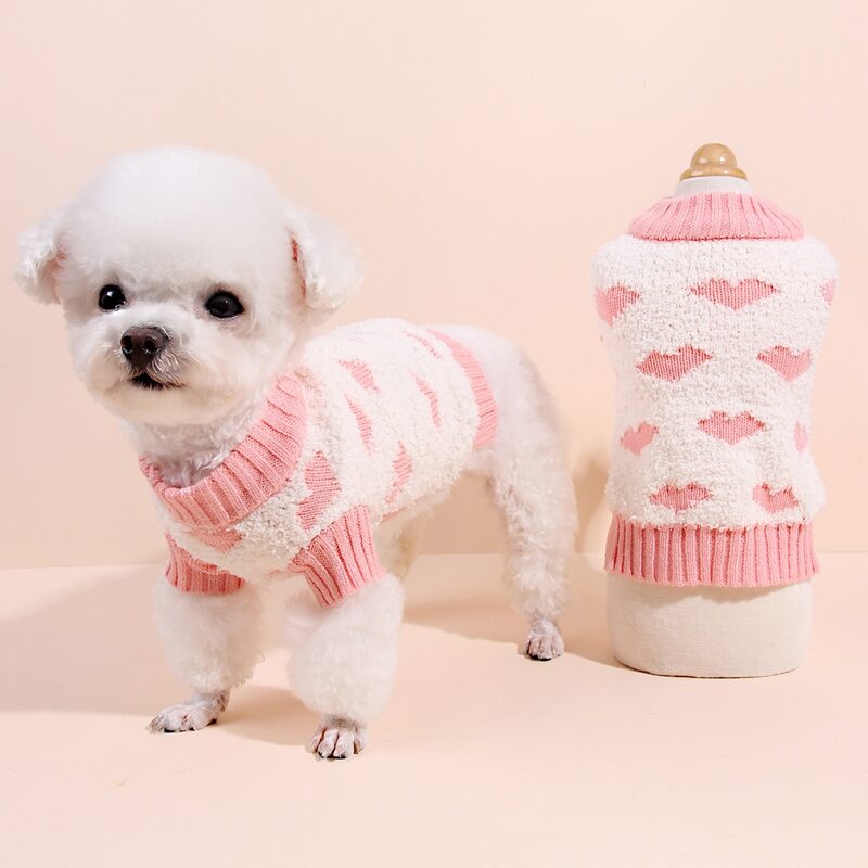

Heart Pattern Dog Sweater, Pink