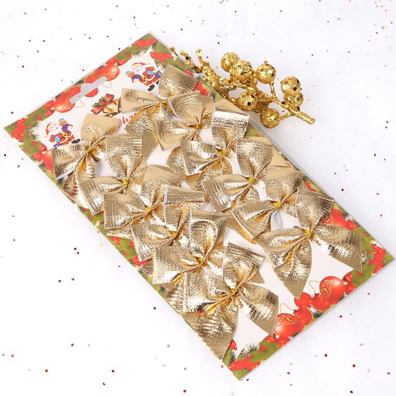 

12pcs Christmas Tree Decoration Bow, Gold