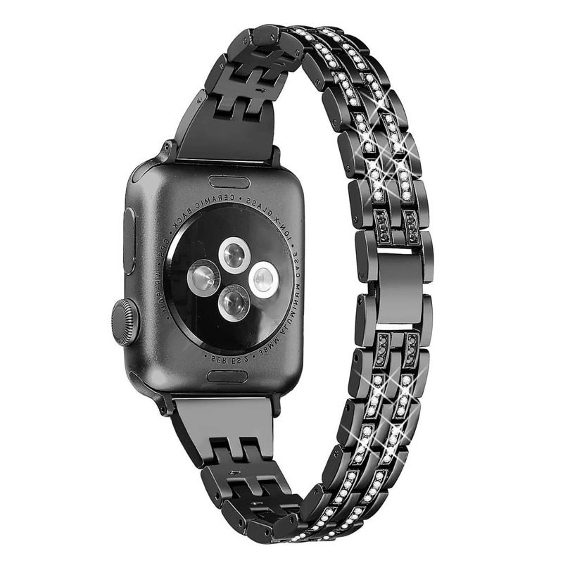 

Rhinestone Decor Apple Watch Band, Black