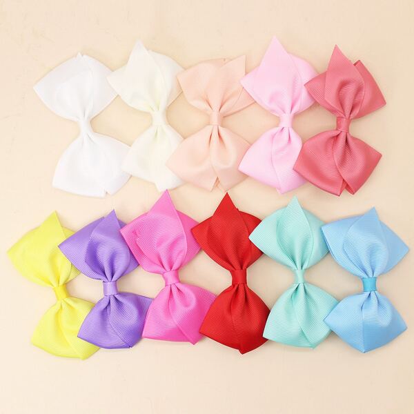 

11pcs Toddler Girls Bow Knot Decor Hair Clip, Multicolor
