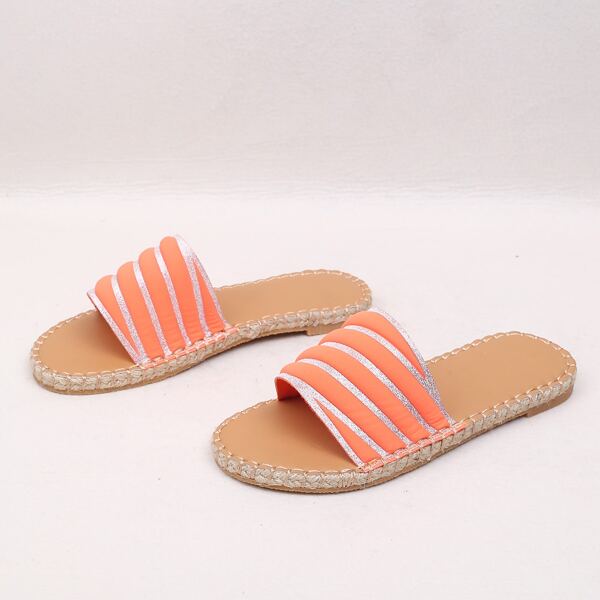 

Glitter Decor Slide Sandals, Orange