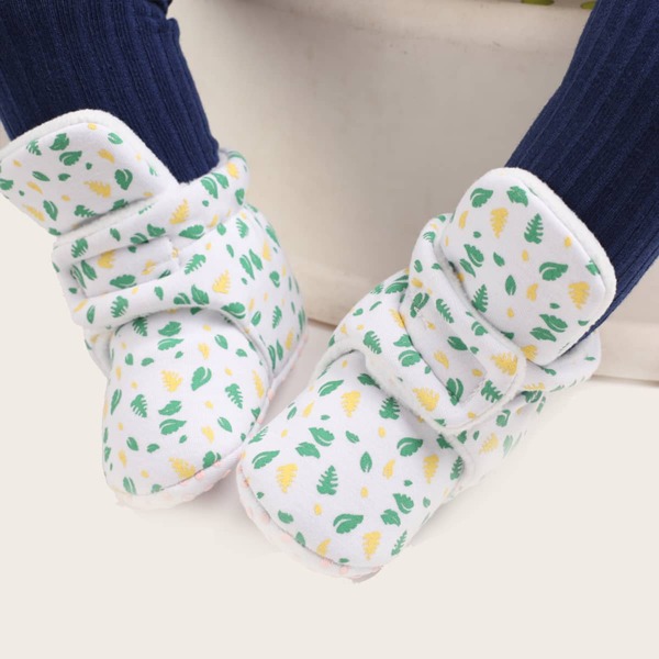 

Baby Girl Leaf Pattern Ankle Boots, White