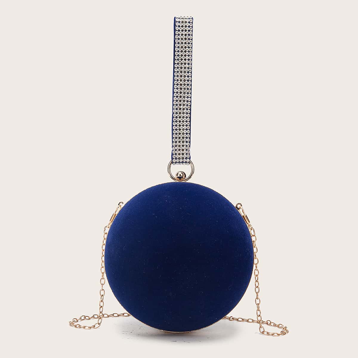 

Velvet Round Clutch Bag, Blue