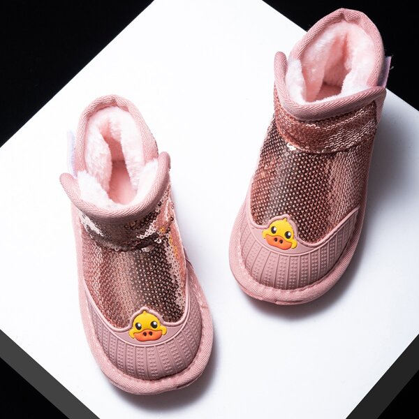 

Toddler Girls Sequins Decor Faux Fur Lined Boots, Pink